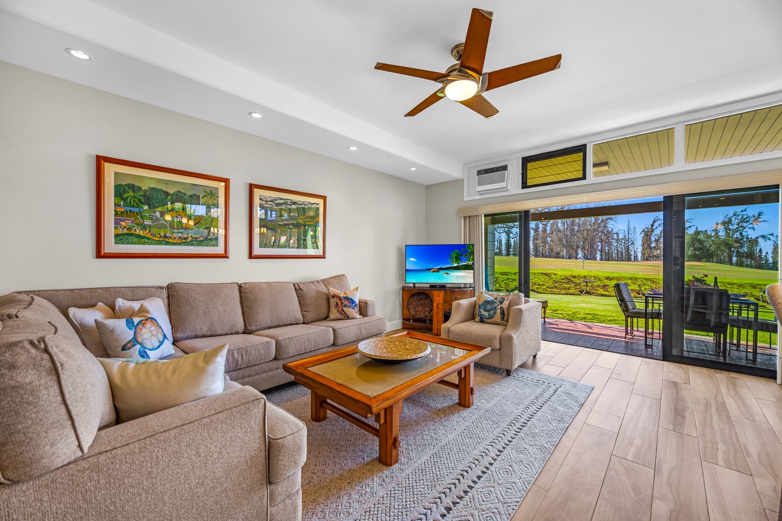 Relax in a spacious living room with natural light