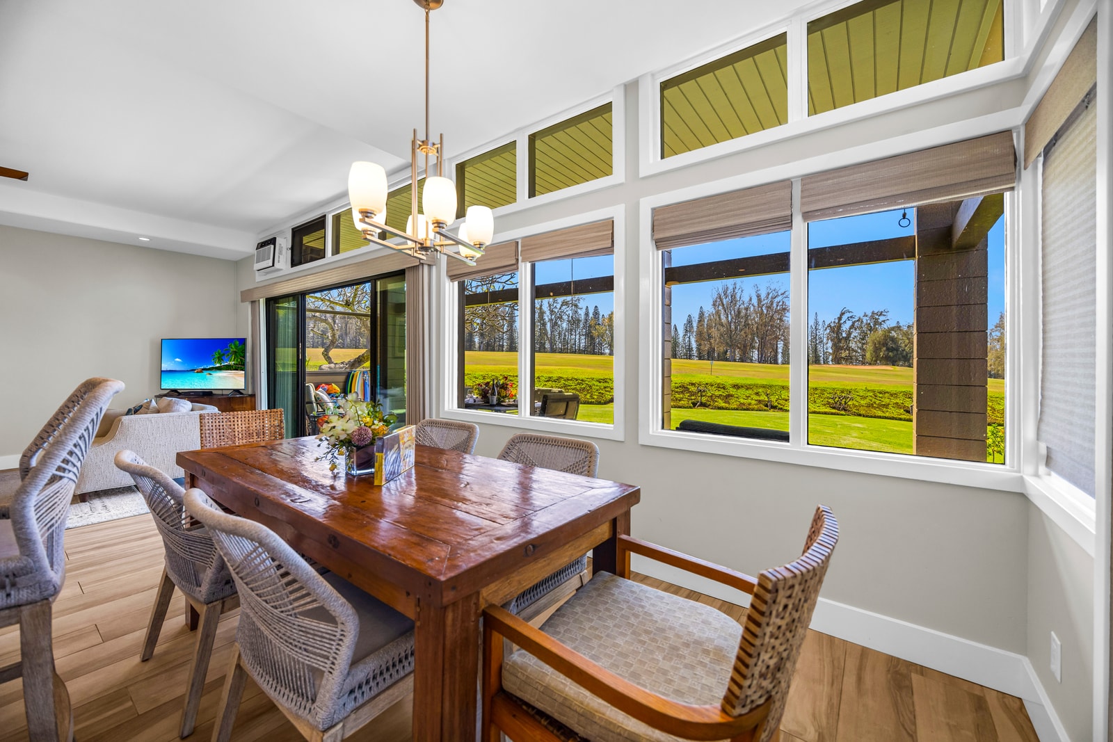 Share meals together in a sunlit dining space