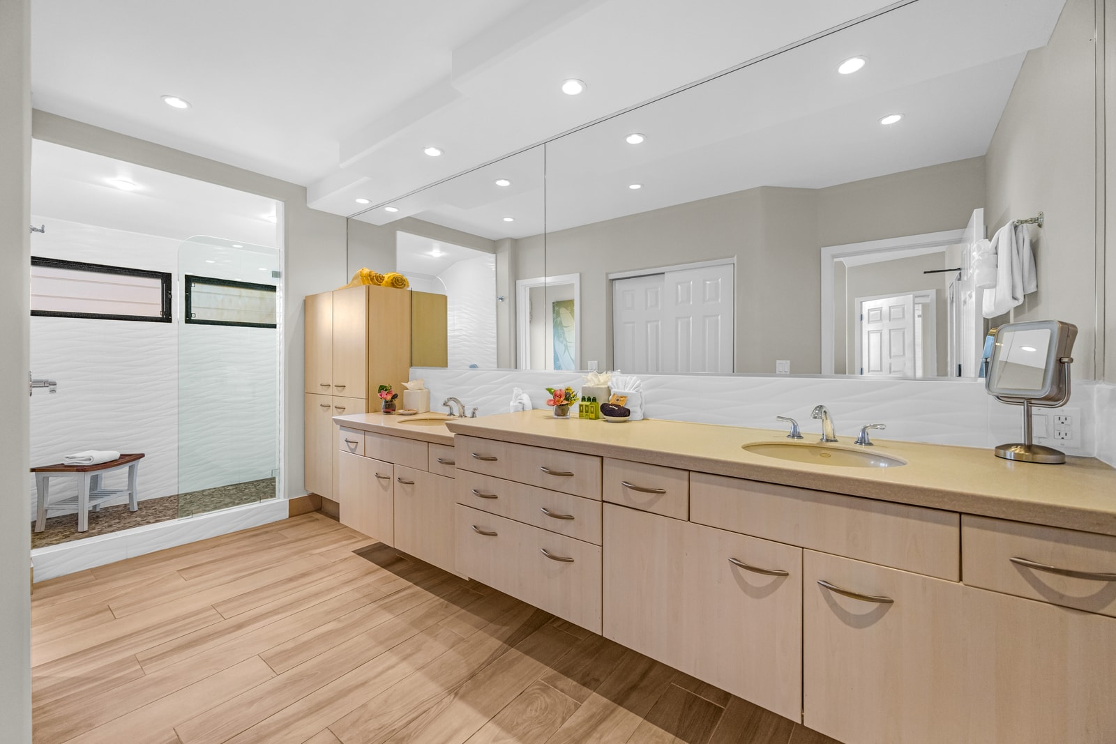 Expansive bathroom vanity with plenty of space