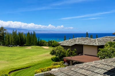 Panoramic ocean and golf course views from West Maui