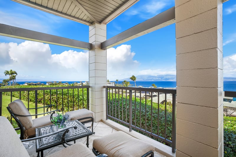 Nestled above emerald palms and sapphire tides, this lanai invites you to sip joy and exhale awe.
