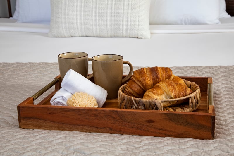 Fresh croissants and coffee await in your cozy morning retreat.