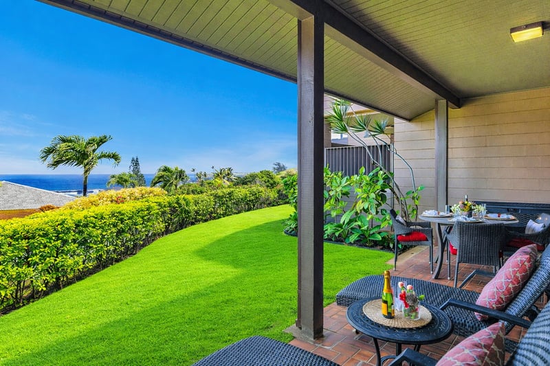 Balcony overlooking lush gardens and ocean KRV-311