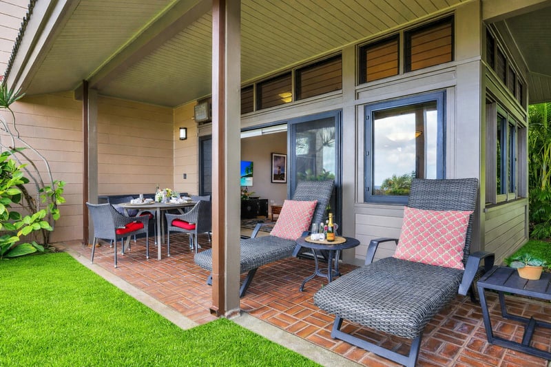 The lanai features comfortable chaise lounges for ultimate relaxation KRV-311