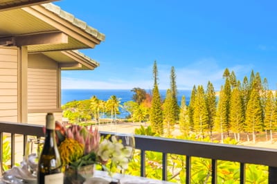 Gaze out over treetops and gardens from your lanai's elevated vantage point.