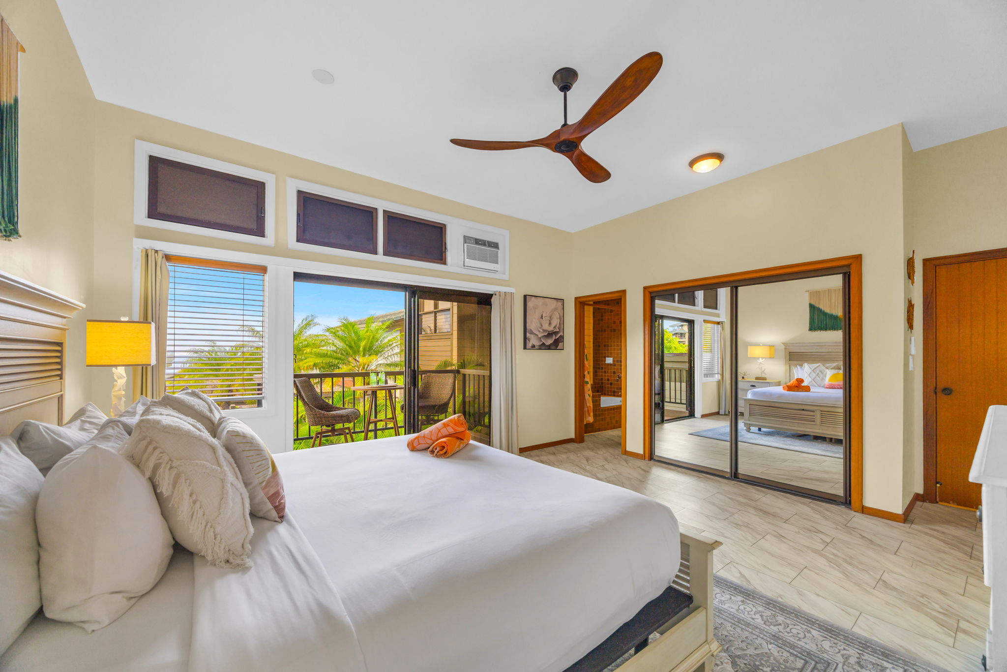 Rest easy in your spacious Master bedroom with King bed and lanai access.