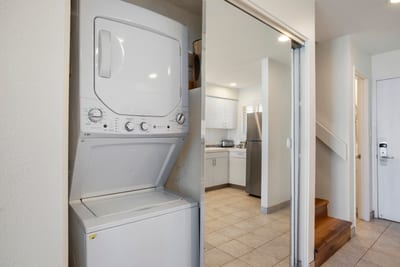 Enjoy the ease of in-unit laundry—perfect for refreshing beachwear or packing light during your island stay