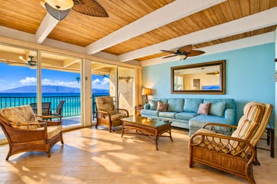 Your open concept living area brings keeps the whole group together, while enjoying the beautiful Hawaiian views.