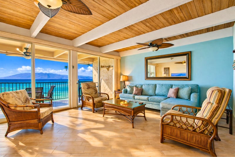 Your open concept living area brings keeps the whole group together, while enjoying the beautiful Hawaiian views.