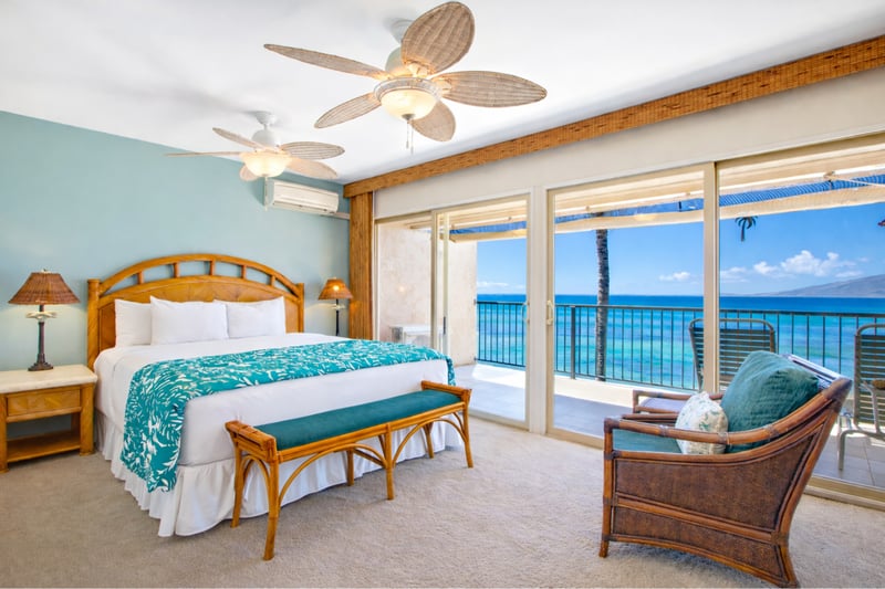 Wake to panoramic ocean views from your Master Bedroom, with direct access to the lanai for sunrise coffee.