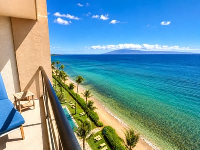The private lanai creates a seamless indoor outdoor living experience overlooking the Pacific