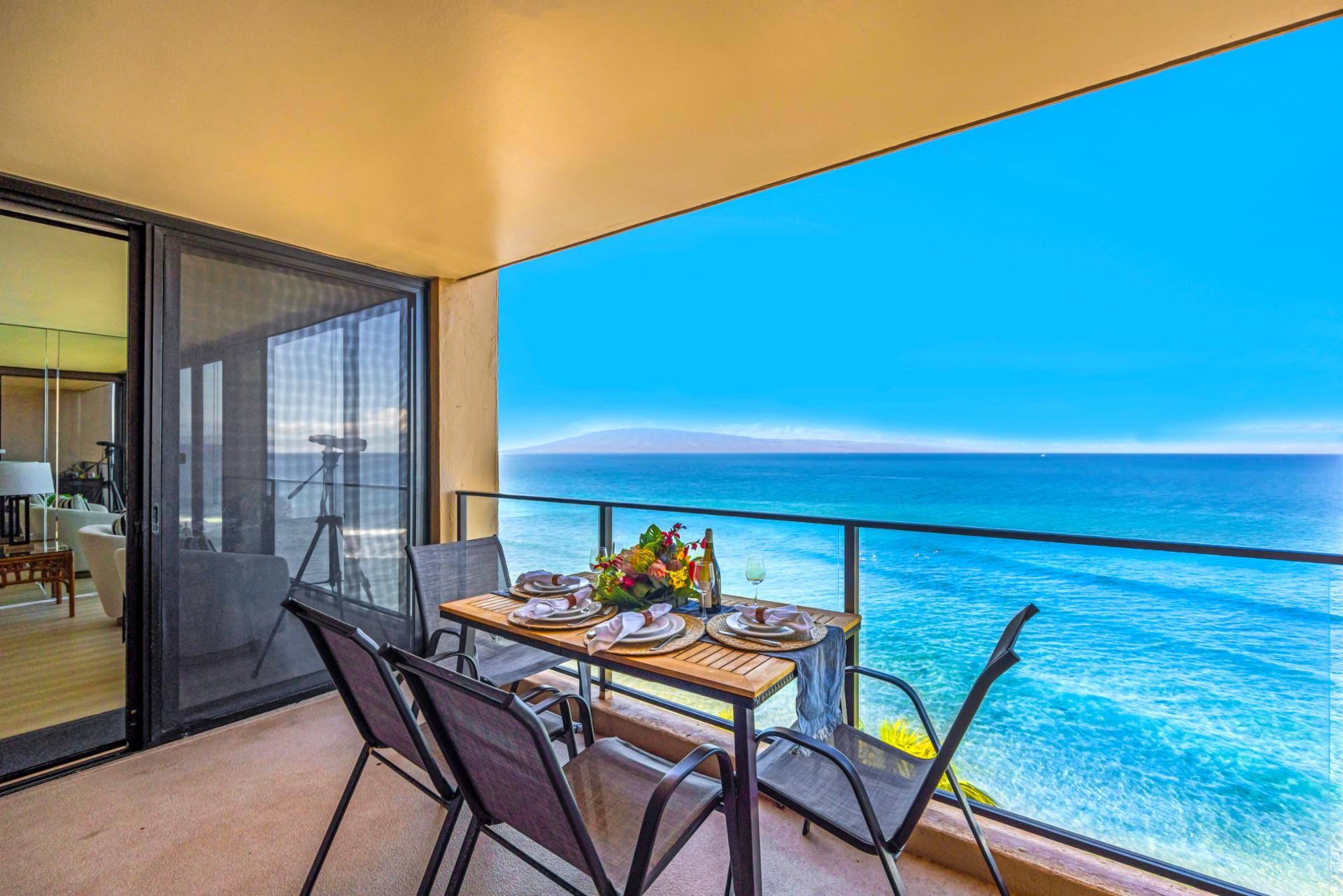 Sunset dinners feel effortless on your covered lanai, with a clear ocean backdrop from this 10th floor perch.