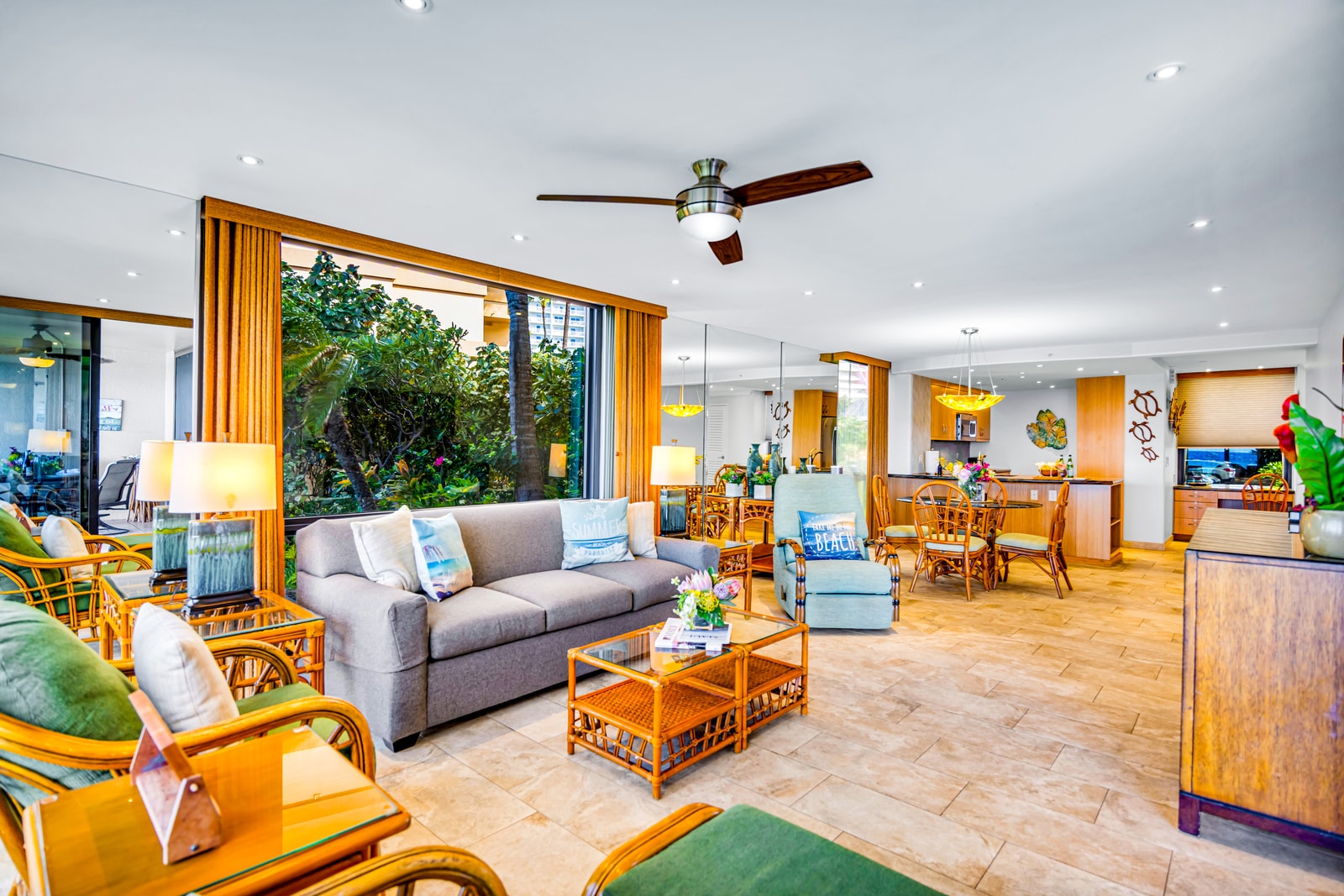 Open layout connects lounging, dining, and ocean-view living for seamless vacation comfort. MAH-109