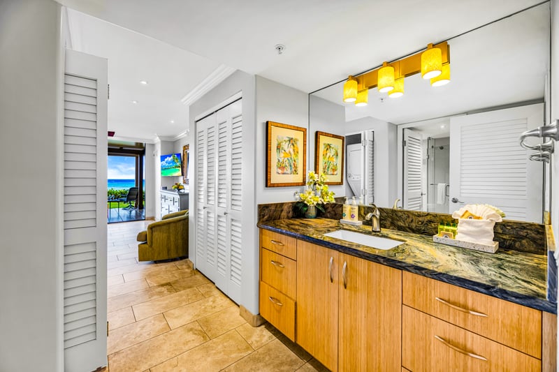 Your en suite bath includes a granite vanity and easy access from the Master Bedroom.