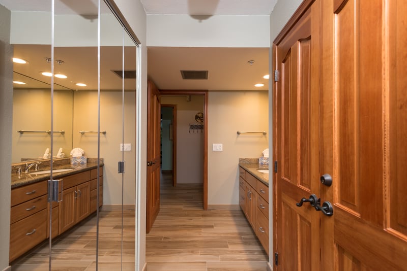 Mirrored doors reflect endless comfort, making even the smallest self-care ritual feel spacious and special