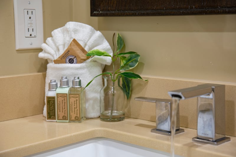 very detail is curated for your relaxation—from artisanal soaps to lush greens, even your sink gets a spa day MAH-611