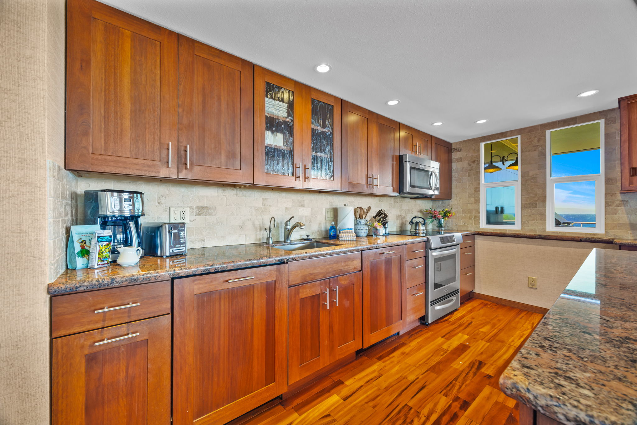 Cook and gather easily with this open-plan kitchen and adjacent dining space.