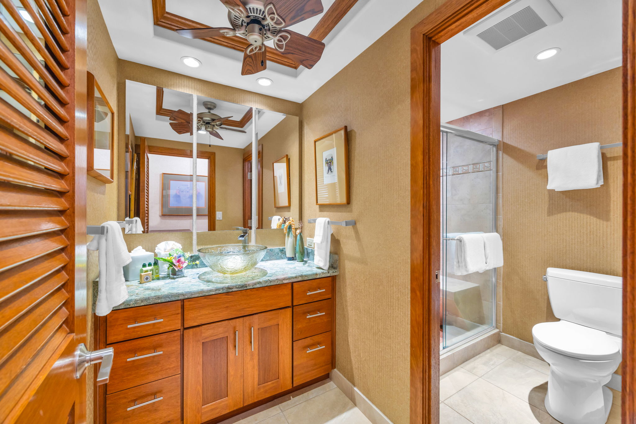Enjoy the ease of a walk-in shower and thoughtful layout in your en-suite primary bath.