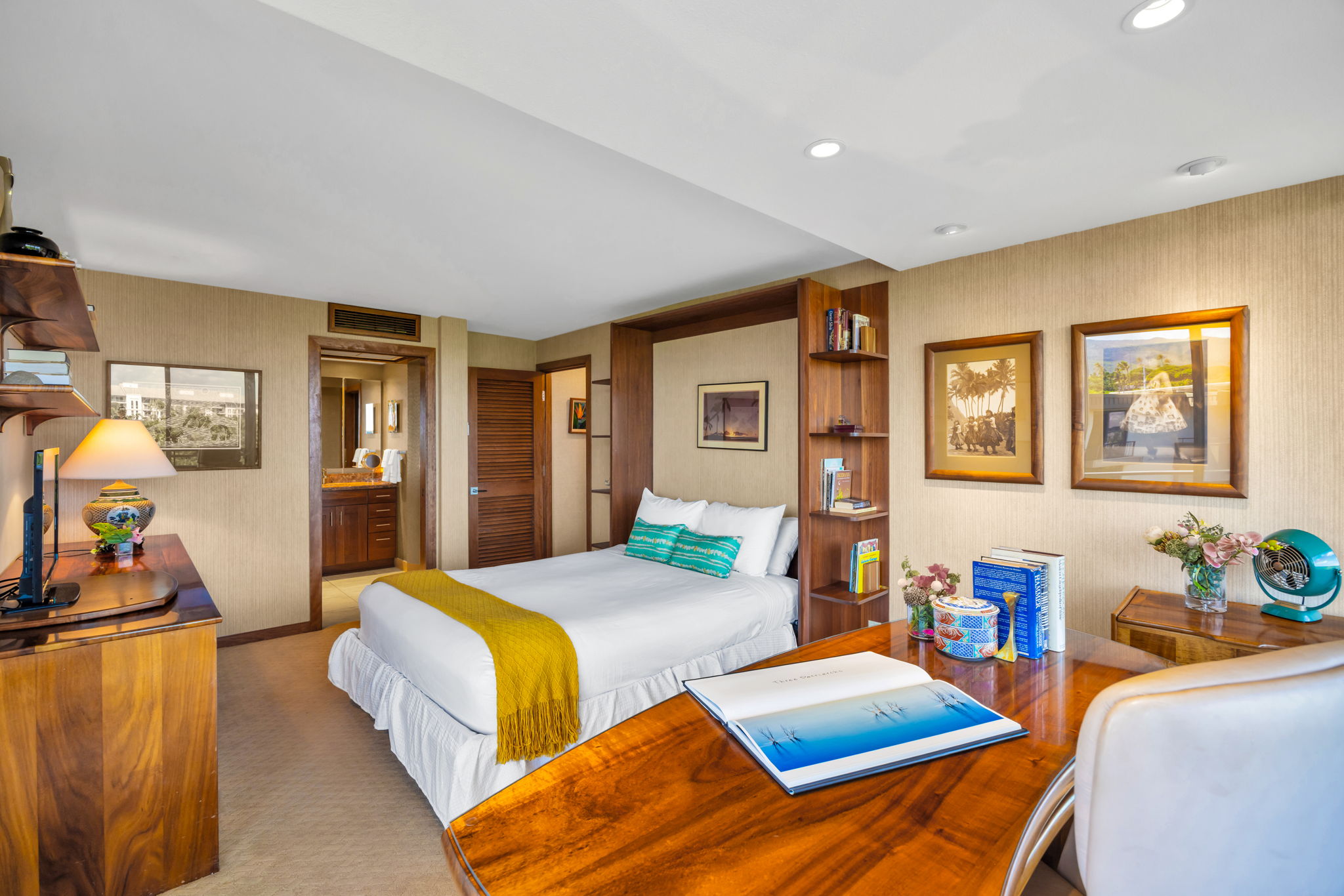 Guest bedroom includes a Smart TV and plenty of storage for longer stays.