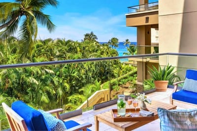 Private balcony with vibrant tropical scenery
