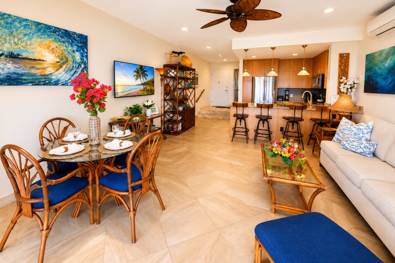 Open concept living and dining spaces create the perfect place to unwind