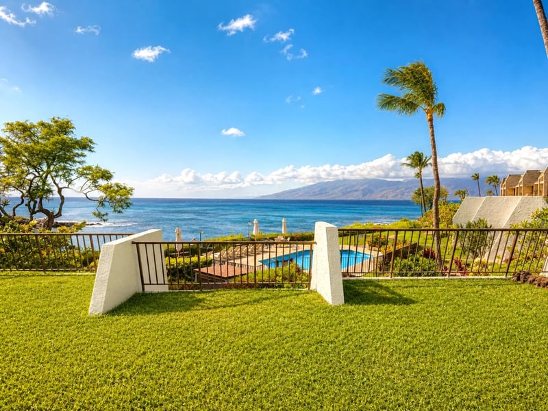 Resort style pool overlooking the Pacific ocean