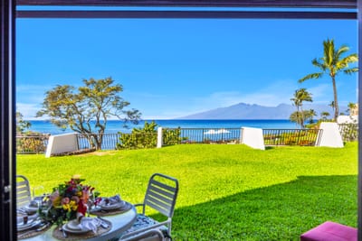 Enjoy quiet moments on the private lanai, perfect for whale watching in season NAP-B42