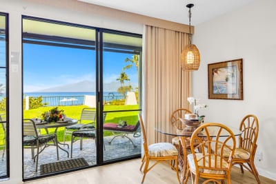 Casual dining space for shared vacation meals while enjoying an ocean view NAP-B42