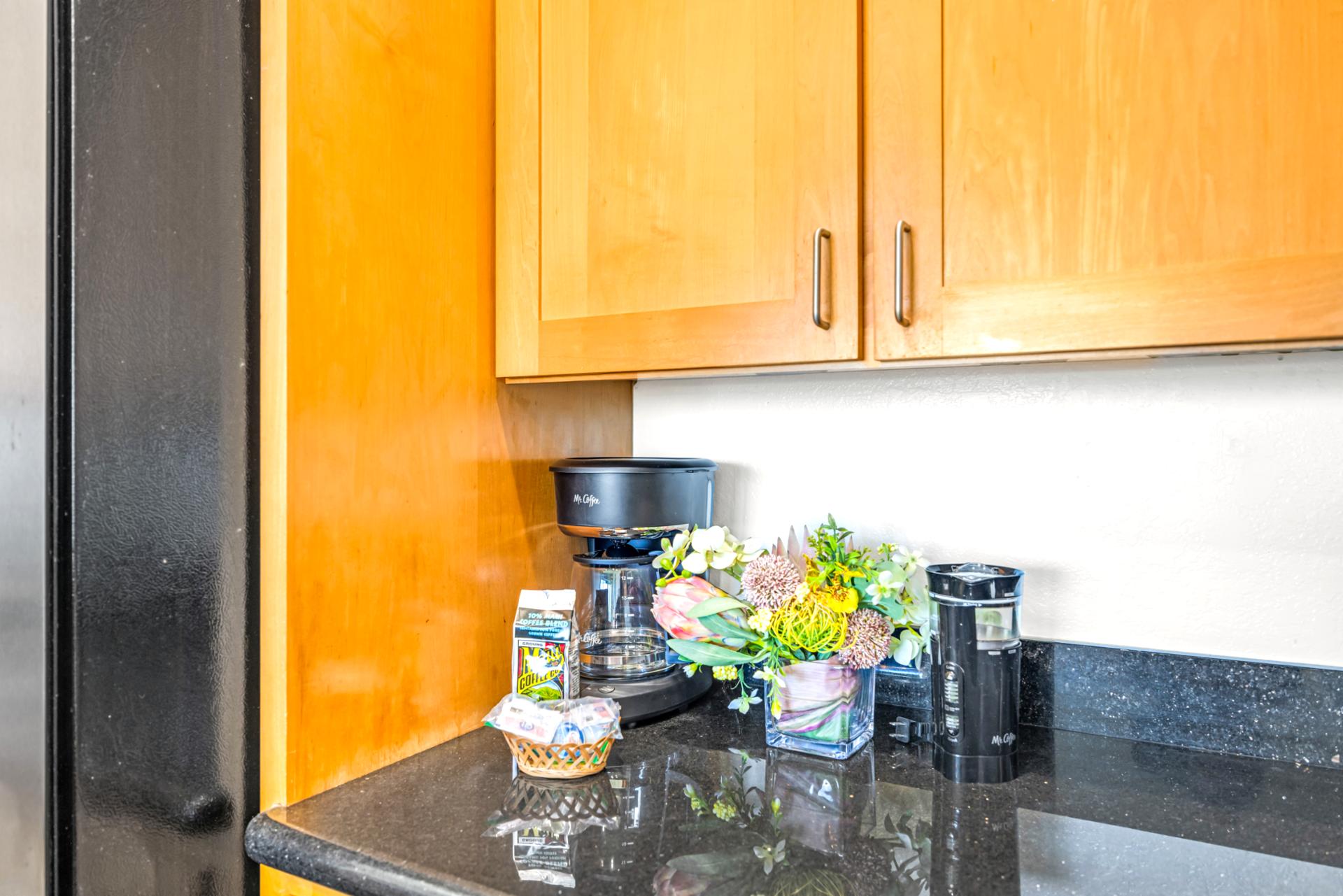 A bright kitchen counter ready for morning coffee NAP-B42