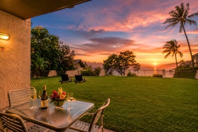 Unwind with front-row seats to spectacular Maui sunsets and breathtaking twilight colors, right from your backyard.