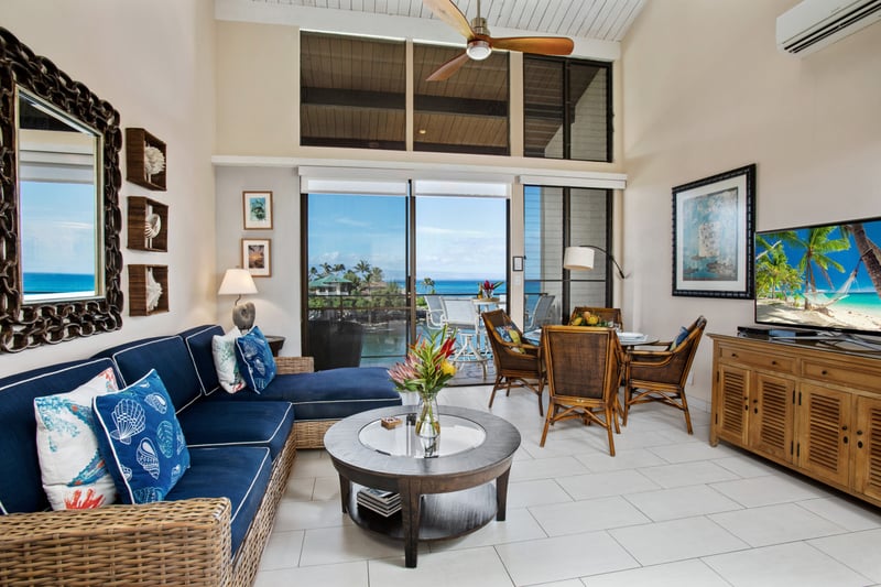 Gorgeous fully remodeled Living & Dining area with high ceilings & ocean views