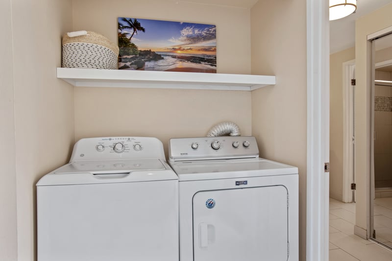 Worry less about spills and surf, your own private laundry nook makes every day fresh and easy