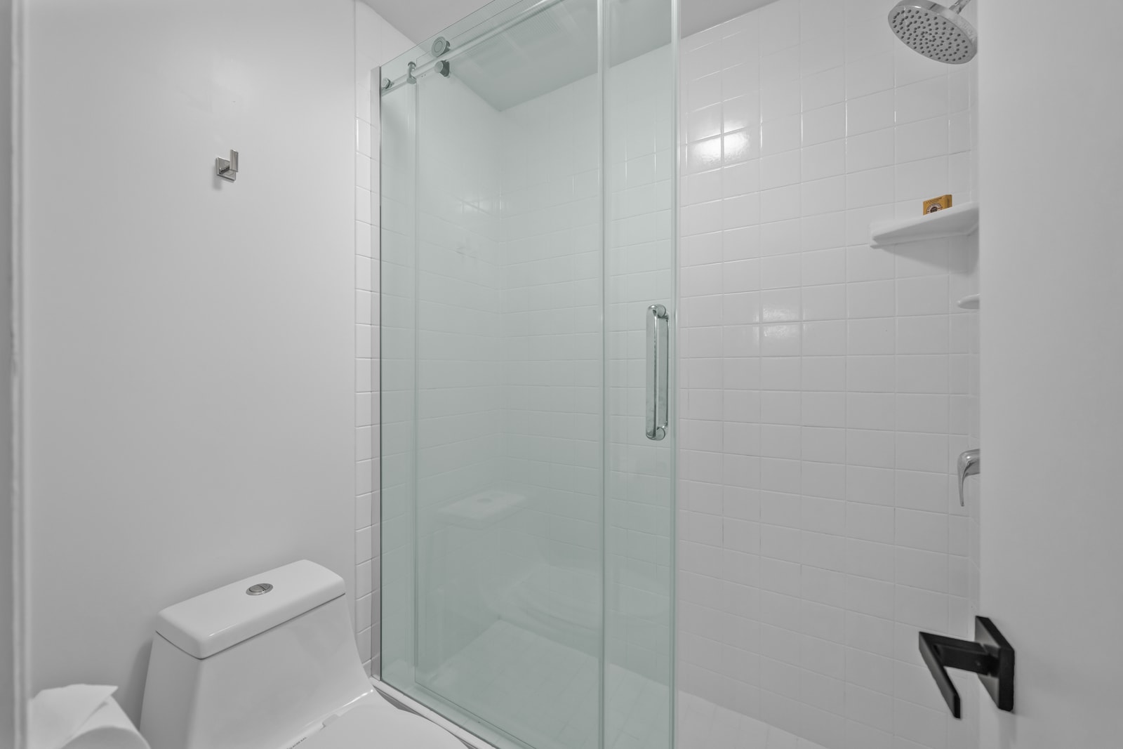 Step into the guest bath with a glass shower enclosure and clean, modern look for a quick refresh anytime.