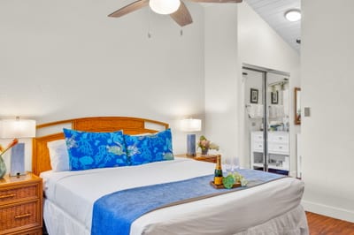 Serene primary suite with island-inspired décor, plush king bed, and ensuite bath—perfect for unwinding after a day in paradise NAP-C37