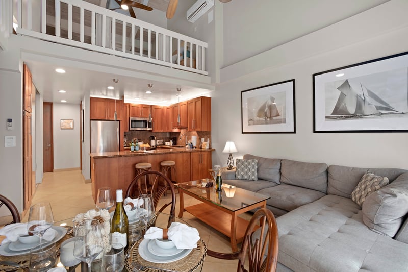 From breakfast nooks to vaulted beams, every inch of this stylish living area is made for laughter, lounging, and leisure    
