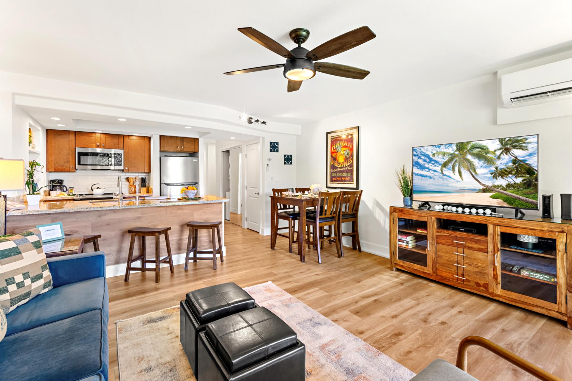 Settle into your living room with flat screen TV and garden views, perfect for movie nights or quiet mornings with coffee.