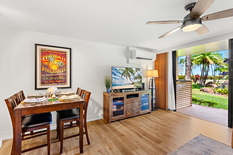 Your dining area flows effortlessly into the living space, making it easy to share breakfast before heading out to the beach. PKD-104