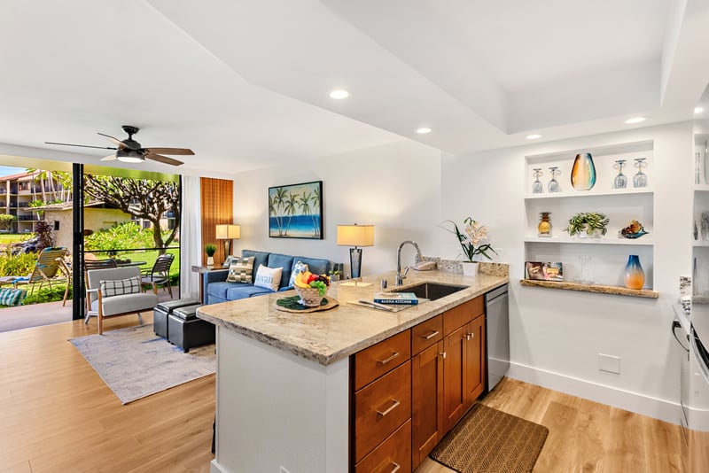 Generous counter space make your kitchen functional for both short and extended stays. PKD-104