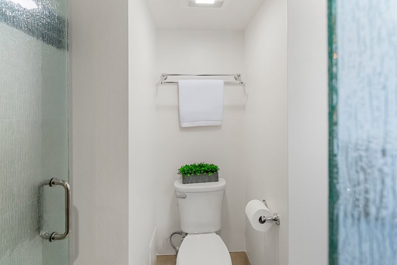 Clean tiled shower and tub surround provide a refreshing space to start or end your Maui adventures. PKD-104