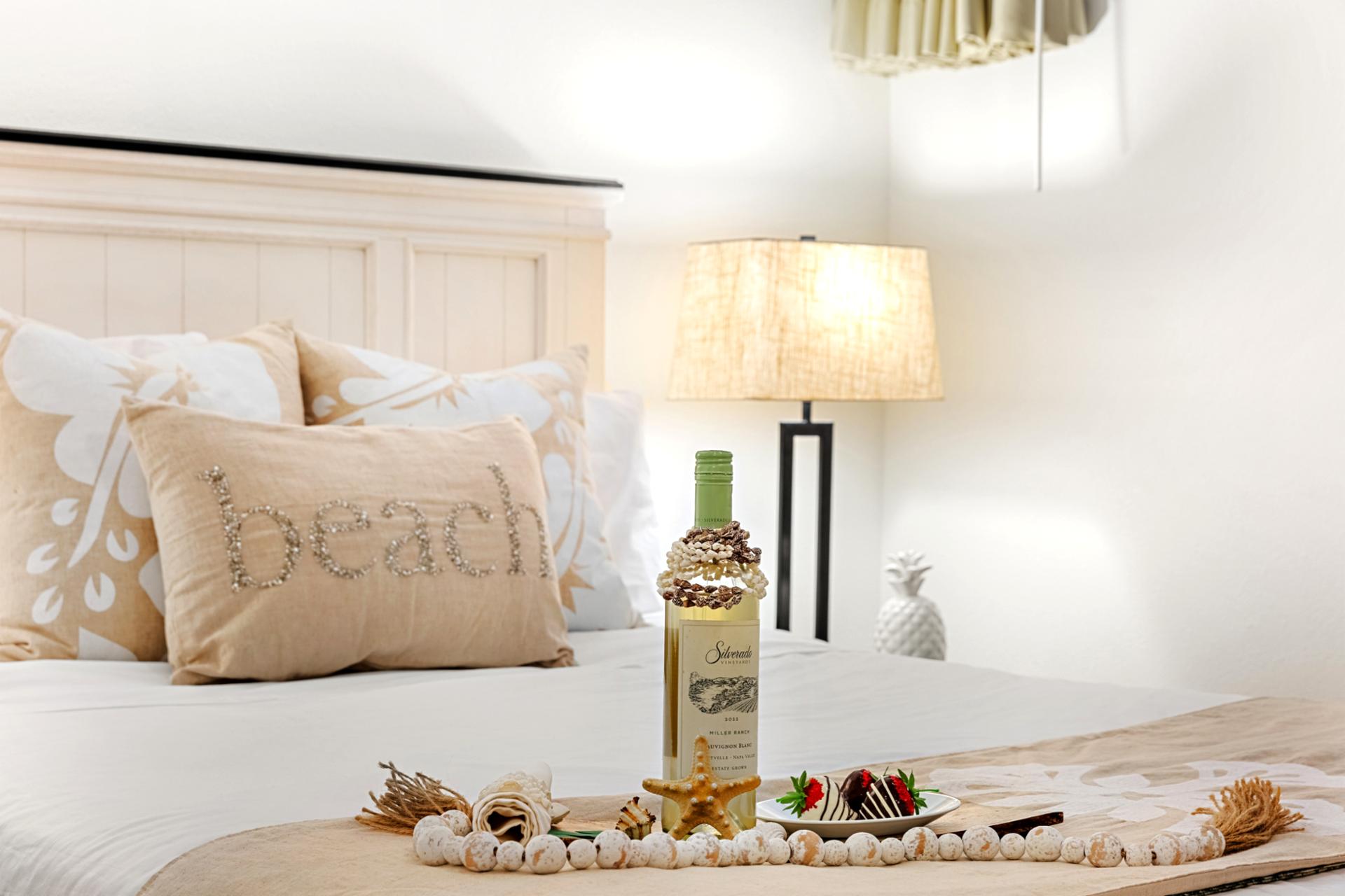 Your Primary bedroom features a queen bed with soft linens and calming tones, designed for restful nights after sun filled days.