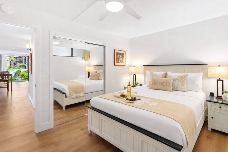 Enjoy quiet evenings in your bedroom with direct access to the hall bath and thoughtful storage for longer stays. PKD-104
