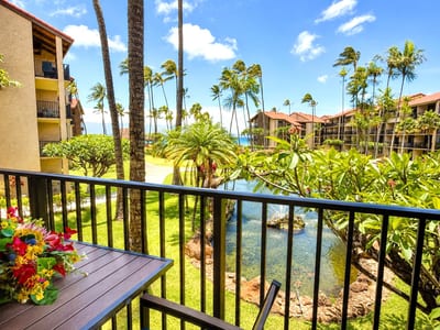 The private lanai invites you to savor Maui's warm breezes and tropical surroundings