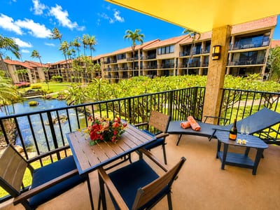 Enjoy morning coffee or sunset cocktails from your private lanai overlooking Papakea's lush tropical grounds