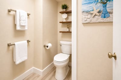 The bathroom offers a well lit, private area to get ready or unwind PKD-204