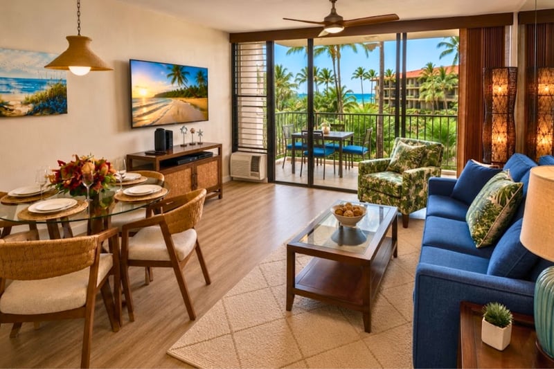 Enjoy seamless indoor-outdoor living with comfortable seating and easy access to the lanai PKD-204