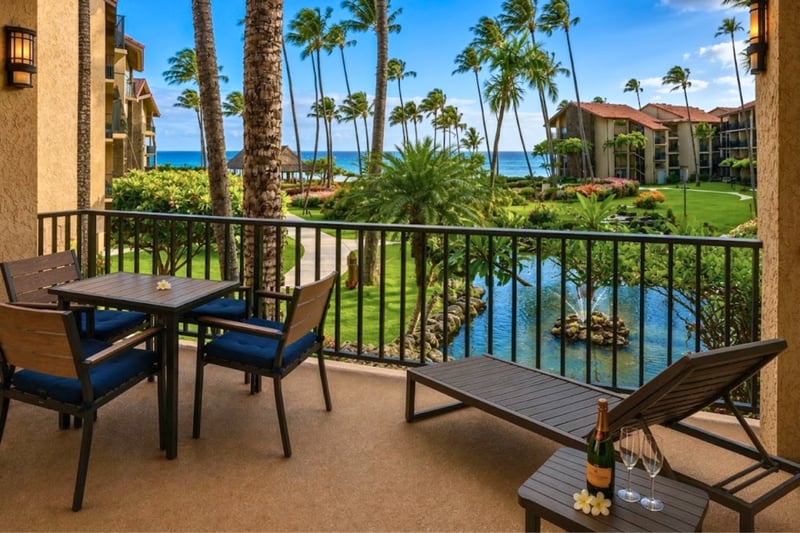 Your private lanai with outdoor seating for al fresco dining, as well as a lounge chair for your ultimate relaxation moments.
