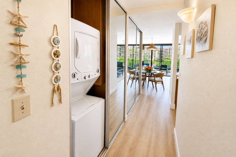 The in-unit washer and dryer add convenience to your Maui vacation