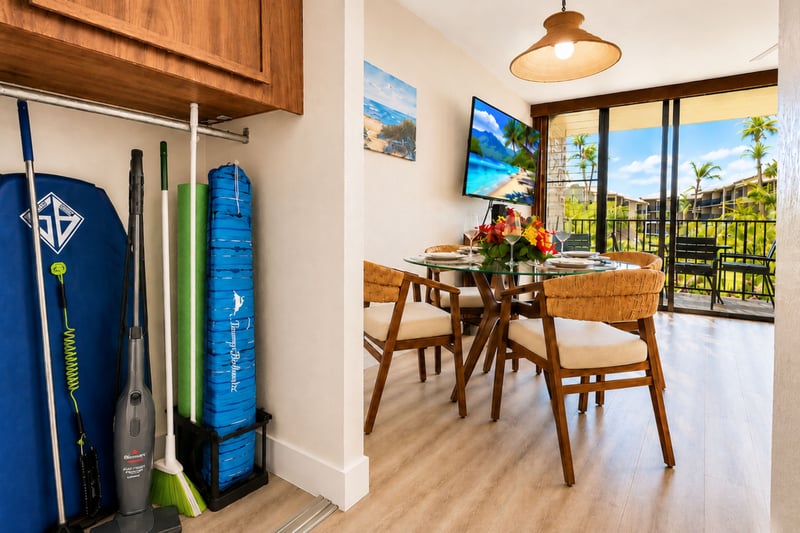 Everything you need for the beach is right in the utility closet, ready to go for your Maui adventures