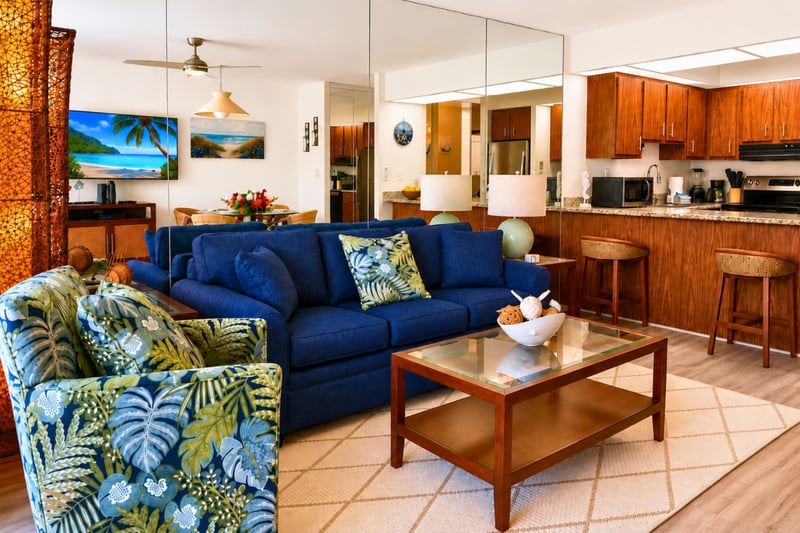 Kick back with your favorite movie or simply enjoy the peaceful resort atmosphere from the comfort of the living room