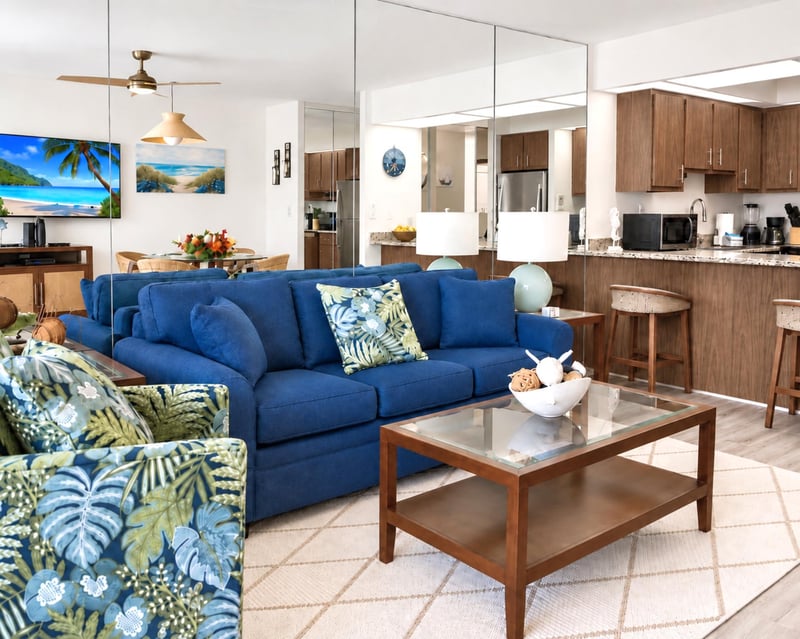 Kick back with your favorite movie or simply enjoy the peaceful resort atmosphere from the comfort of the living room PKD-204